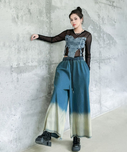 Gradient Contrast Color Denim