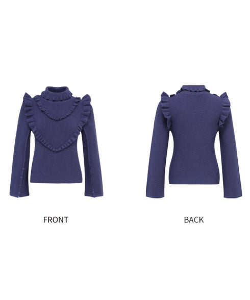 Ruffle Shoulder Knit Top