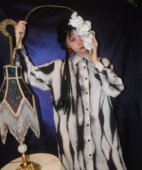 Monochrome Shadow Shirt Dress