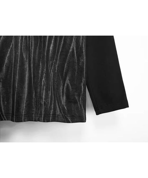 Faux Two-piece High Collar Top