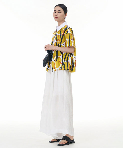 Contrasting Print Blouse