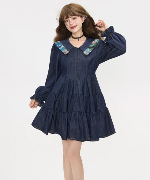 Stripe Sailor Bow Tiered Dress