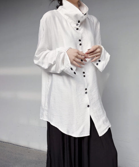 Column Button Long Blouse