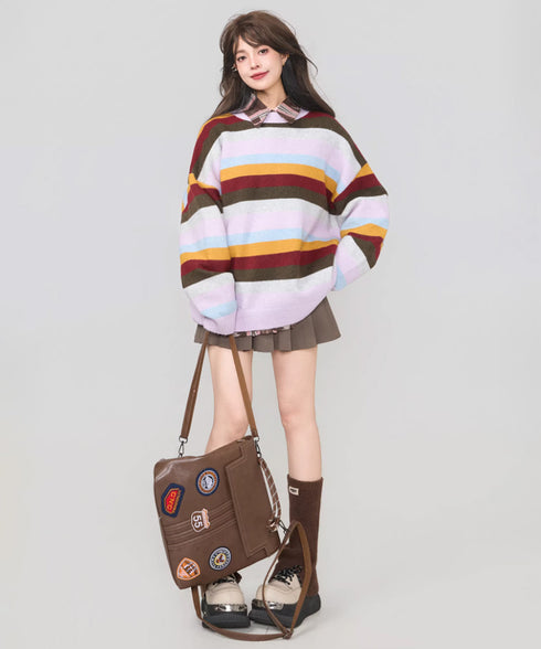 Multi Border Soft Knit Top