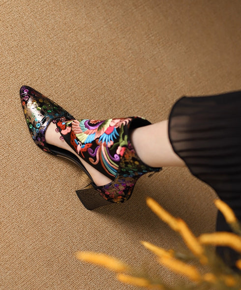 Ornate Sequin Tapestry Heels