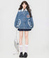 Lace Collar Butterfly Denim Jacket
