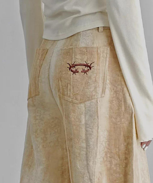 Thorn Embroidery Volume Wide Pants
