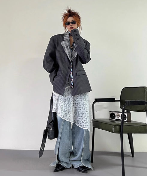 Lace Splicing Collar Jacket