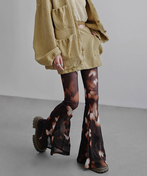 Mesh Suspender Flared Pants