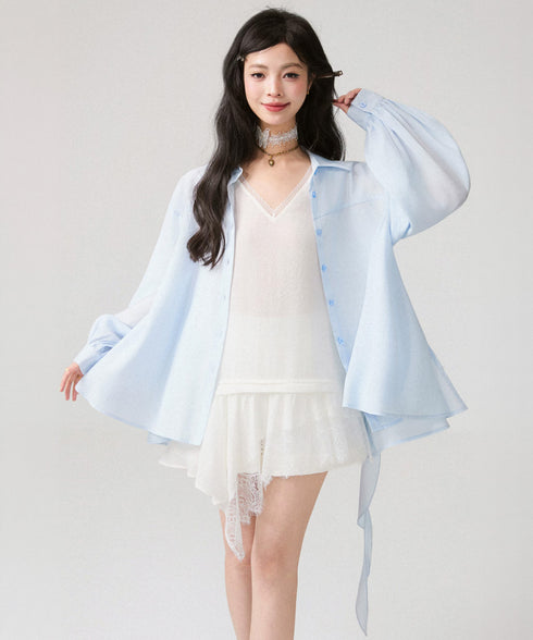 Ribbon Cascade Blouse