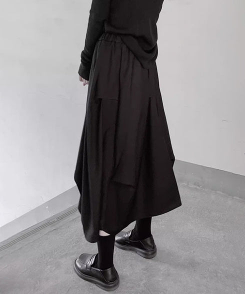 Layered Draped Midi Skirt