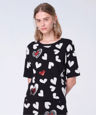 Heart Pattern Knit Top