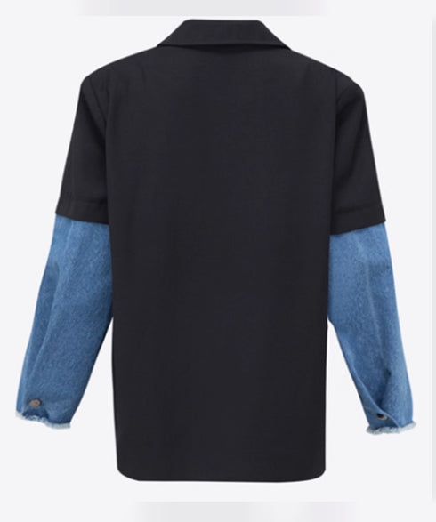 Patch Denim Contrast Jacket