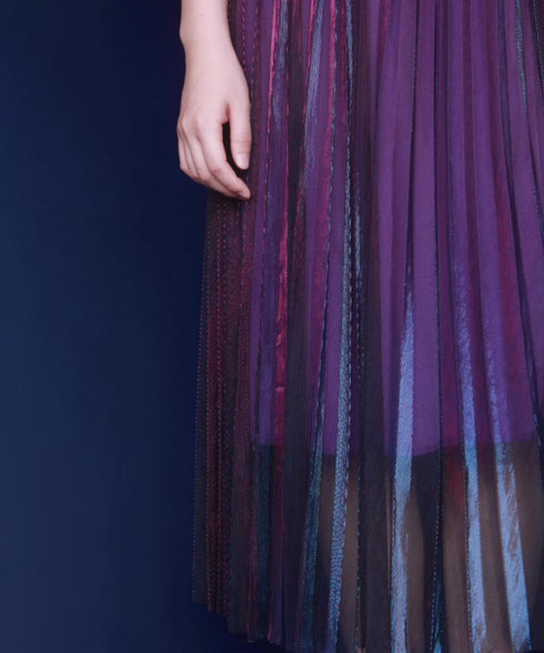 Polarized Pleated Flare Skirt