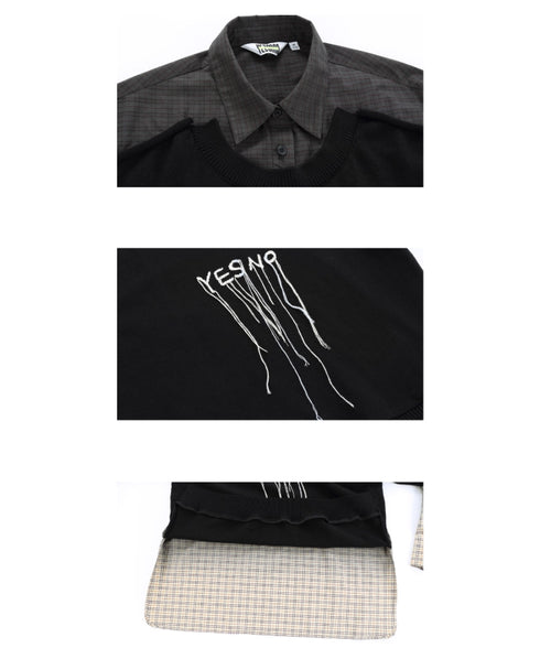 Gradient Check Layered Knit Shirt