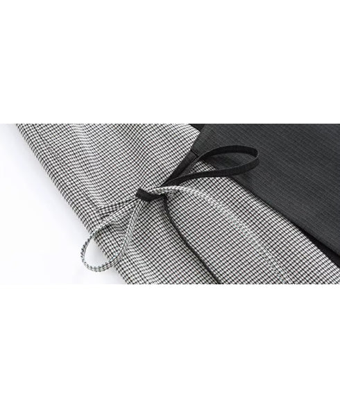 Layered Panel Check Wrap Skirt