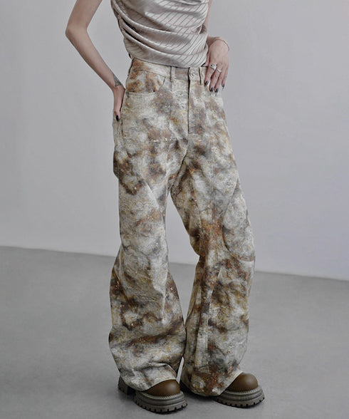 Marbled Wide Cargo Pants