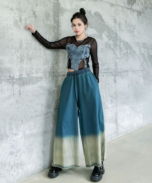 Gradient Contrast Color Denim