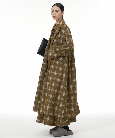 Dot Jacquard Long Coat
