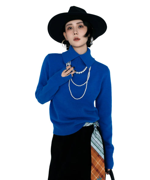 High Collar Slim Knit Top