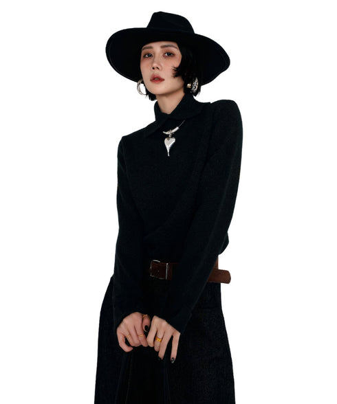 High Collar Slim Knit Top