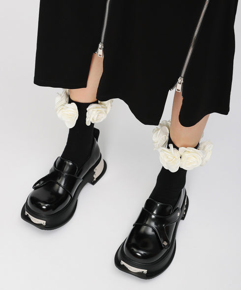 Metal Plate Platform Loafers