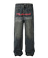 English Letter Print Denim Pants