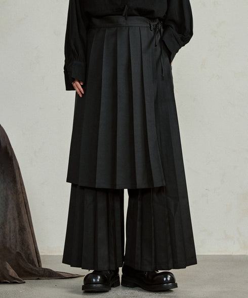 Pleated Wide Pants & Wrap Apron Co-ord