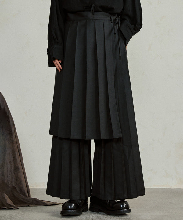 Pleated Wide Pants & Wrap Apron Co-ord