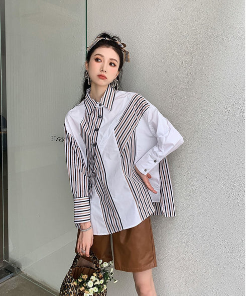 Striped Switching Blouse