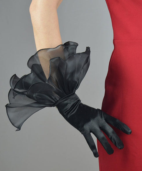 Organza Frill Satin Gloves