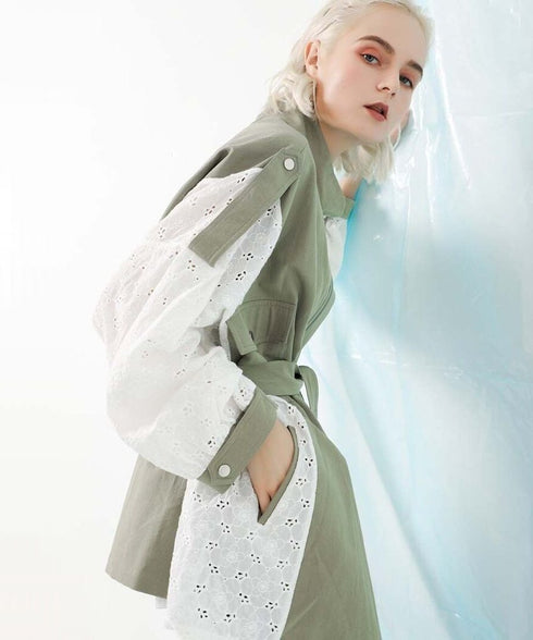 Lace Switching Short Coat