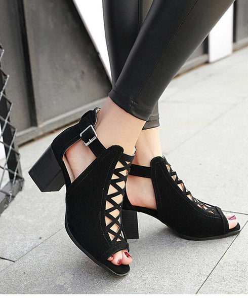Cross Lace Open Toe Sandals