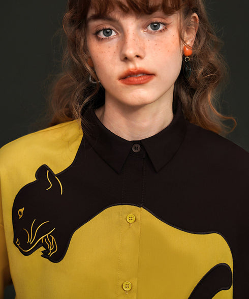 Black Panther Long Sleeve Blouse