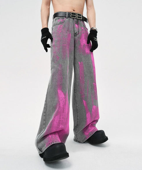 Paint Graphic Wide Denim