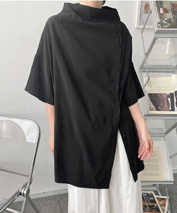 Side Button High Neck Shirt