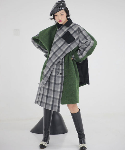 Waist Drawstring Cape Coat