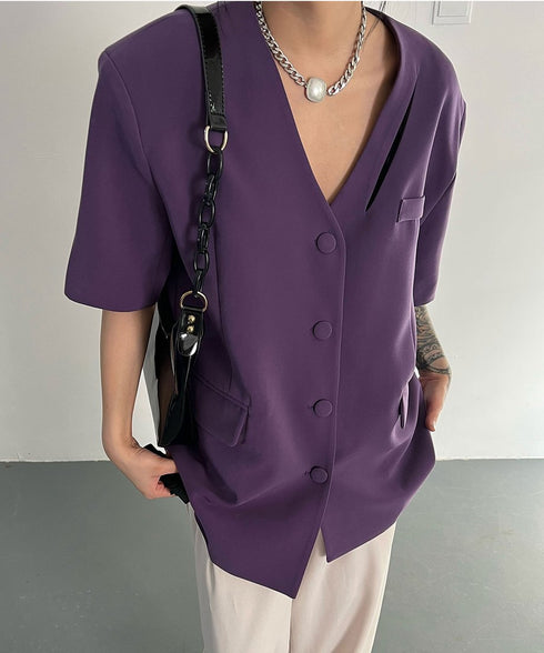 V-neck Short-sleeve Jacket