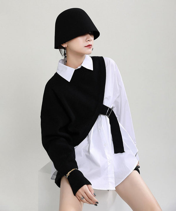 Layered Knit Shirt Combination Top