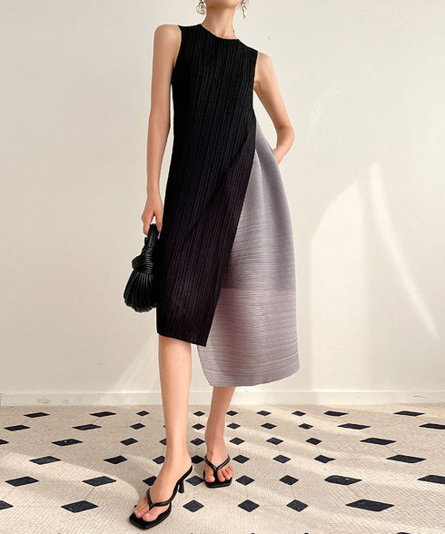 Half Flare Pleated Dress