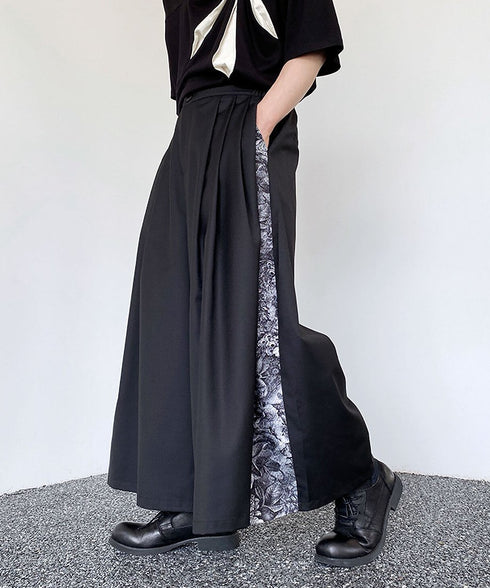 Side Panel Pleated Wide Pants