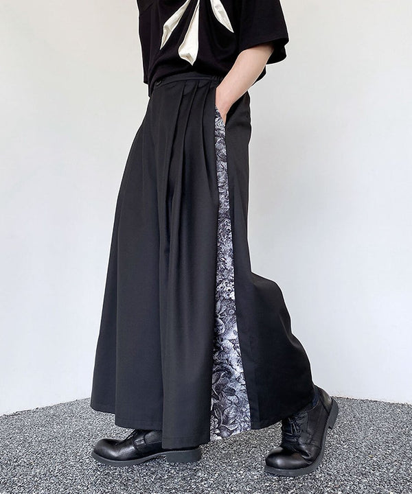 Side Panel Pleated Wide Pants