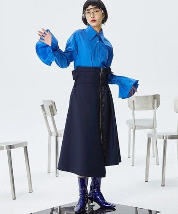 high waist side tag skirt