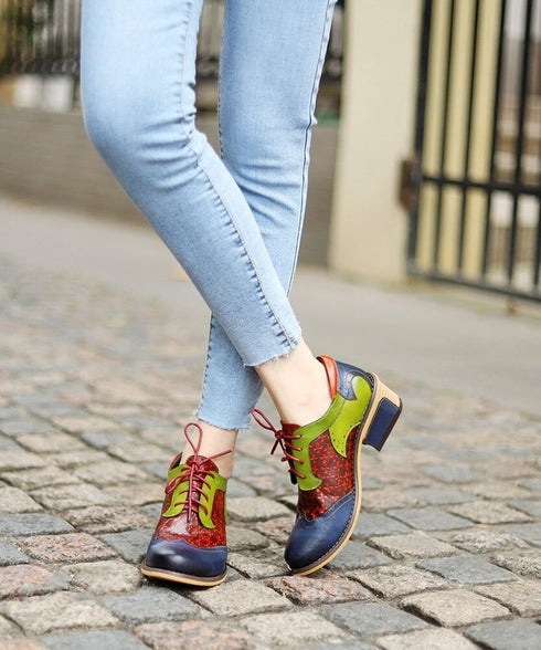 Color Patchwork Oxford Shoes