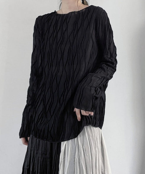 Ripple-fabric Long Sleeve T-shirt