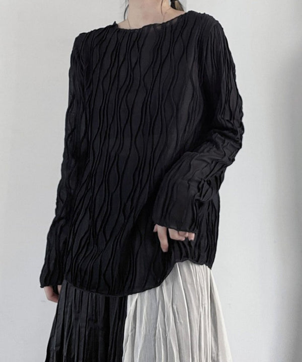 Ripple-fabric Long Sleeve T-shirt