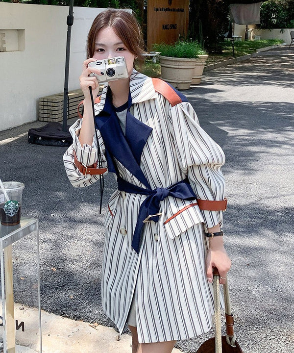 Stripe Short Trench Coat