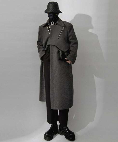 Layered Zip Long Coat
