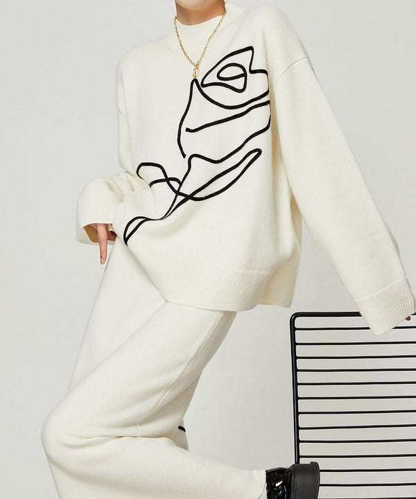 Line Drawing Sweater & Skirt Co-ord