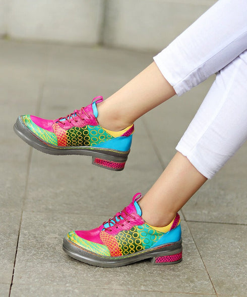 Pop Color Patchwork Derby Shoes